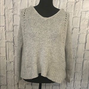 Womens gray hooded sweater.